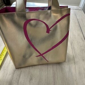 Womens Victoria's Secret Gold Purse Hand Bag Tote